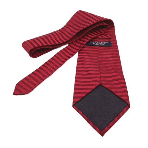 Roundtree & Yorke Silk Tie Men’s 60.25” Burgundy Horizontal Stripe 90s Wide NewB - Picture 3 of 3